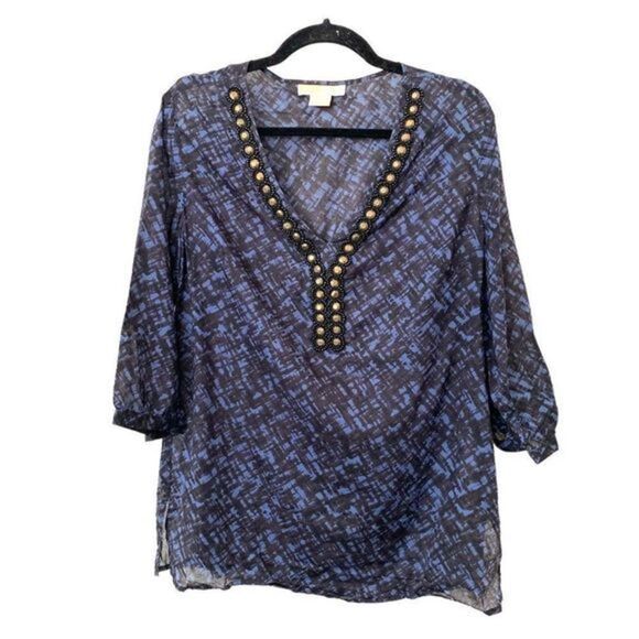 MICHAEL MICHAEL‎ KORS Beaded Bohemian Top Sz L - Picture 1 of 4